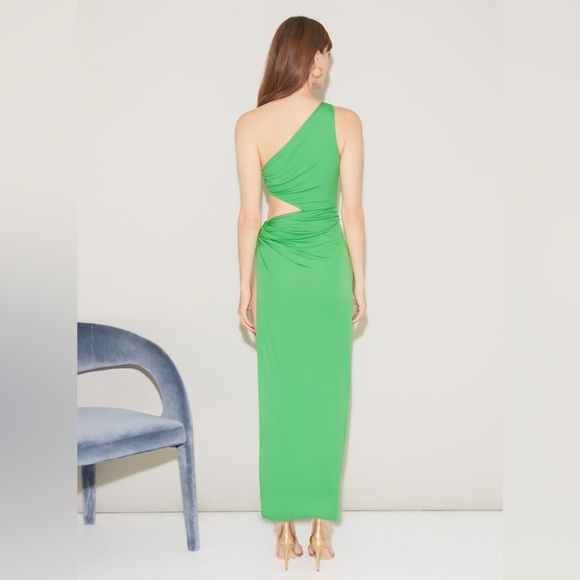 Fleur du Mal Asymmetric Side Knot Dress One-Shoulder Green Women’s XS cutouts - Picture 7 of 11